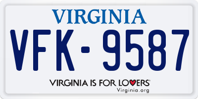 VA license plate VFK9587