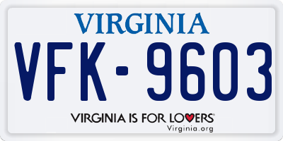 VA license plate VFK9603