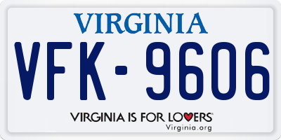 VA license plate VFK9606