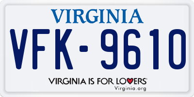 VA license plate VFK9610