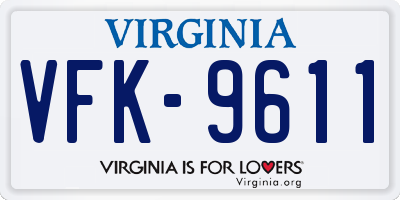 VA license plate VFK9611