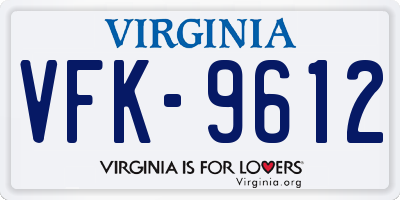 VA license plate VFK9612
