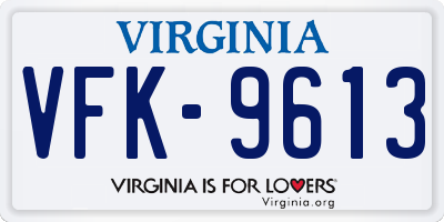 VA license plate VFK9613