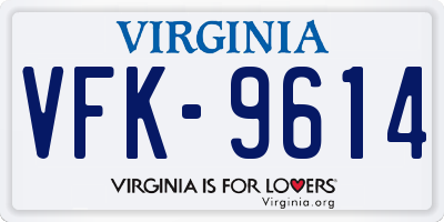 VA license plate VFK9614