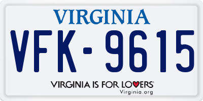 VA license plate VFK9615
