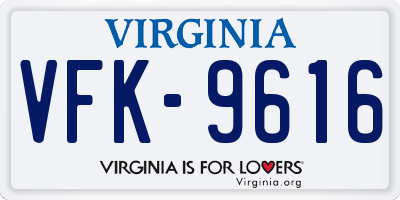 VA license plate VFK9616
