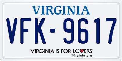 VA license plate VFK9617