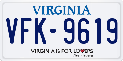 VA license plate VFK9619
