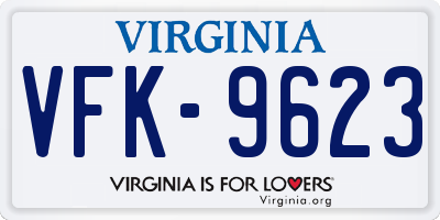 VA license plate VFK9623