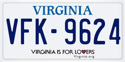 VA license plate VFK9624