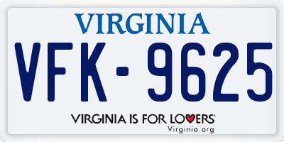VA license plate VFK9625