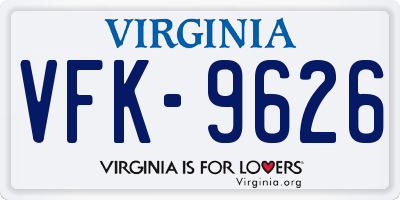 VA license plate VFK9626