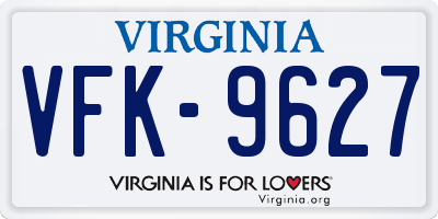 VA license plate VFK9627