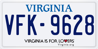 VA license plate VFK9628