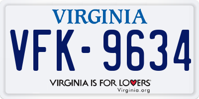 VA license plate VFK9634