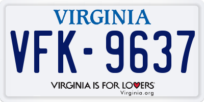 VA license plate VFK9637