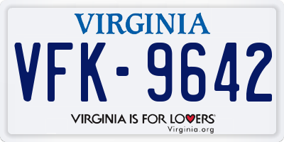 VA license plate VFK9642