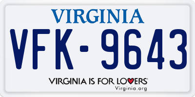 VA license plate VFK9643