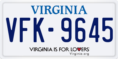 VA license plate VFK9645