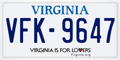 VA license plate VFK9647