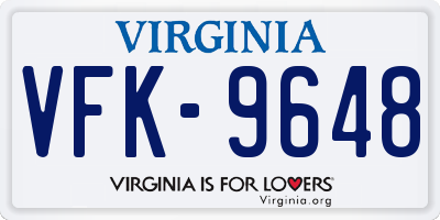 VA license plate VFK9648