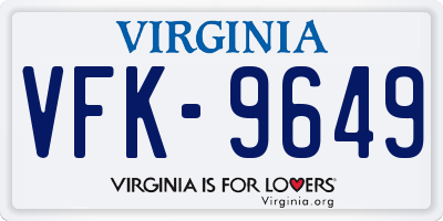 VA license plate VFK9649