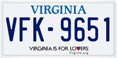 VA license plate VFK9651