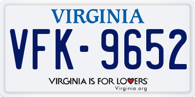 VA license plate VFK9652