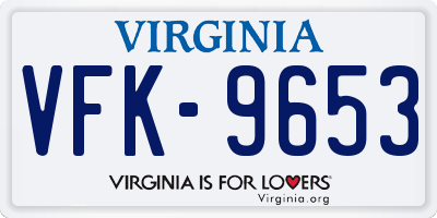 VA license plate VFK9653