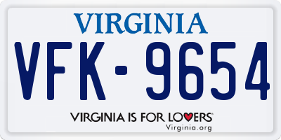 VA license plate VFK9654