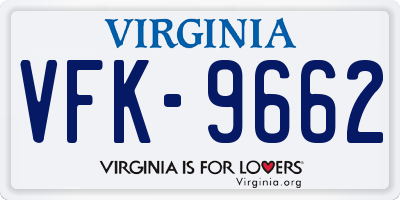 VA license plate VFK9662