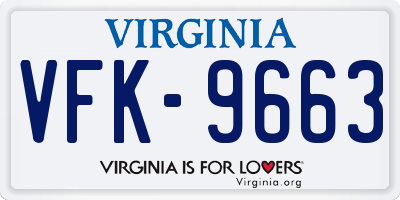 VA license plate VFK9663