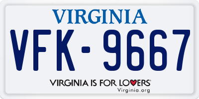 VA license plate VFK9667
