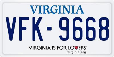 VA license plate VFK9668
