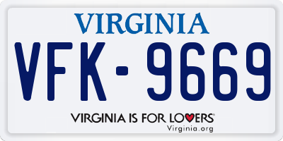 VA license plate VFK9669