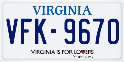 VA license plate VFK9670
