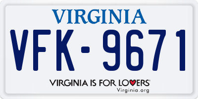 VA license plate VFK9671