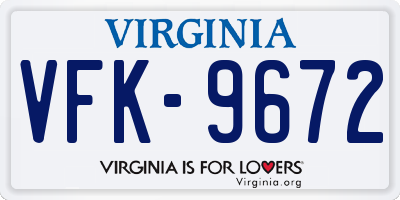 VA license plate VFK9672