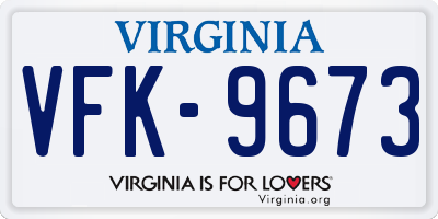 VA license plate VFK9673