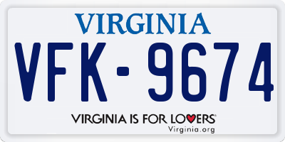 VA license plate VFK9674