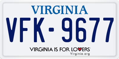 VA license plate VFK9677