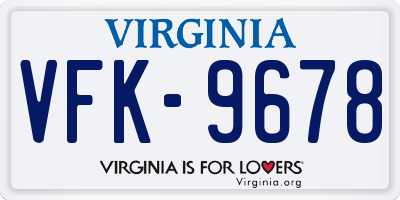 VA license plate VFK9678