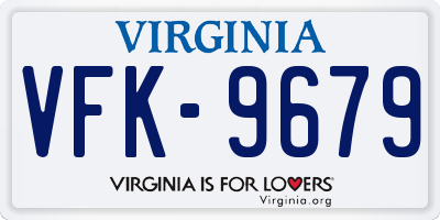 VA license plate VFK9679