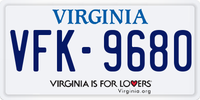 VA license plate VFK9680