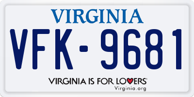 VA license plate VFK9681