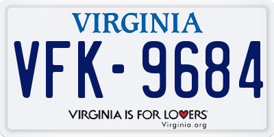 VA license plate VFK9684