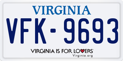 VA license plate VFK9693