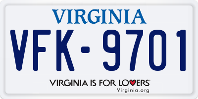 VA license plate VFK9701