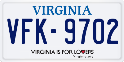 VA license plate VFK9702