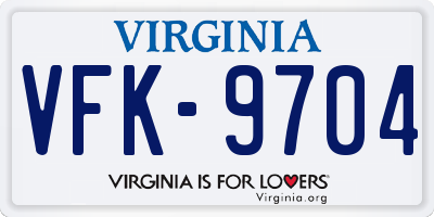 VA license plate VFK9704